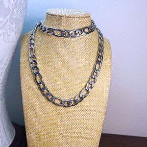 Halo G Chunky Heavy Stainless Steel Figaro Necklace NWOT